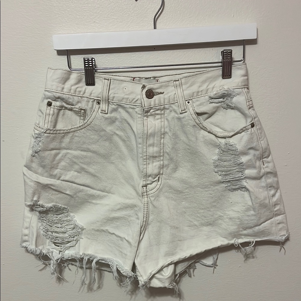 BDG URBAN OUTFITTERS White A-Line Short Distressed Denim Jean Shorts